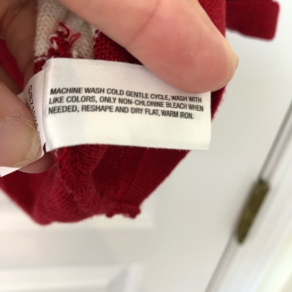 Gap Merlot Red & Cream White Striped Sweater - Picture 4 of 7